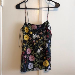 Black Floral Vestire Square Neck Tank Top - 2